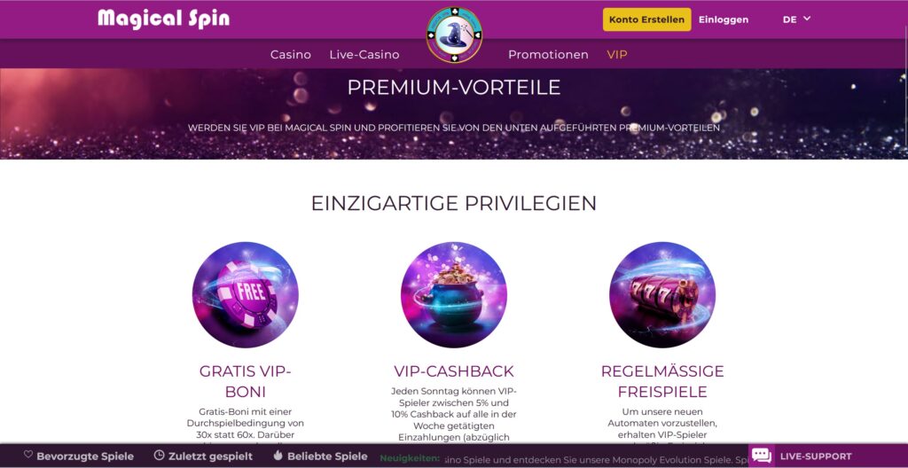 magical spin premium vorteile