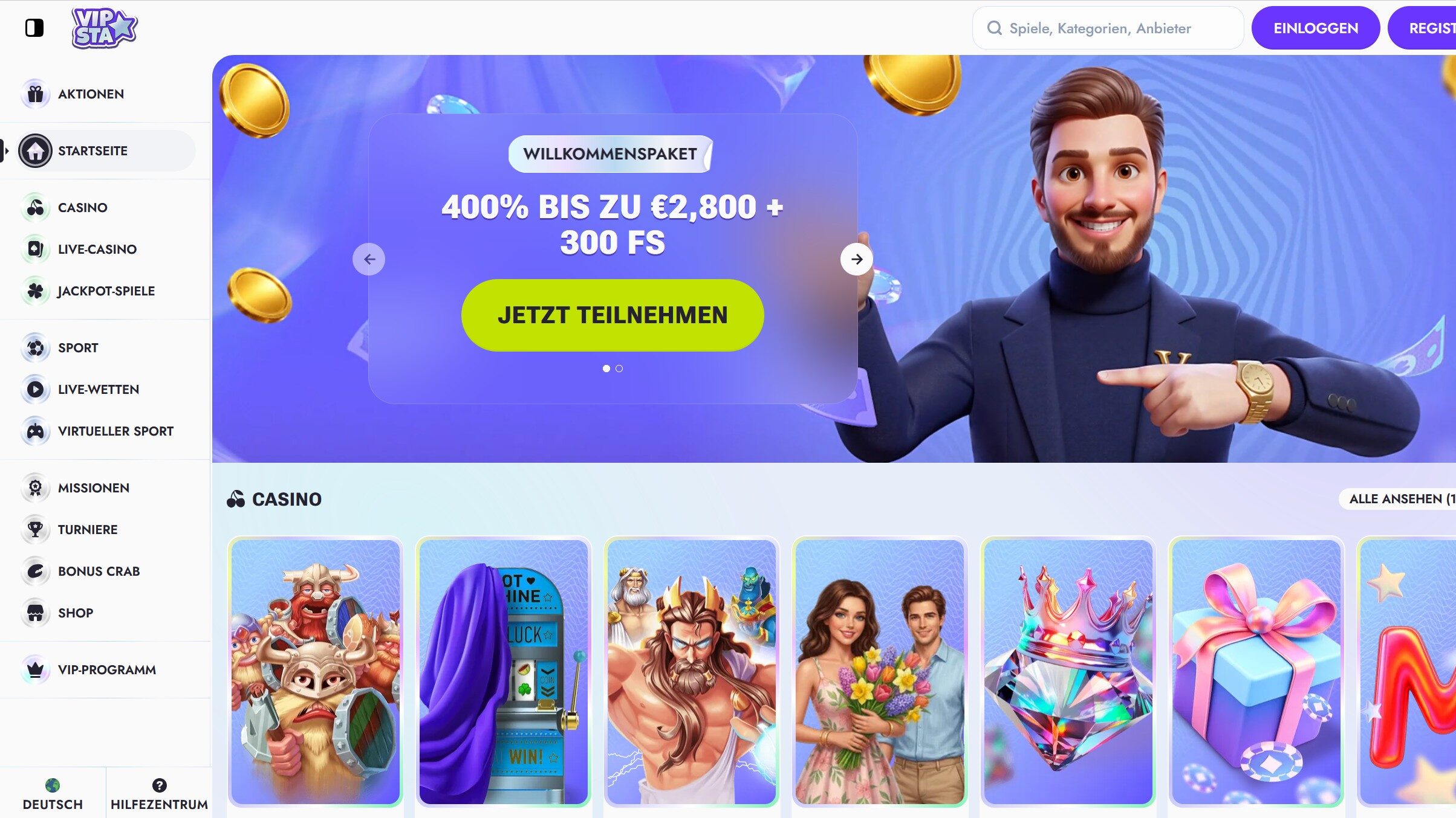 Vipsta Casino Startseite